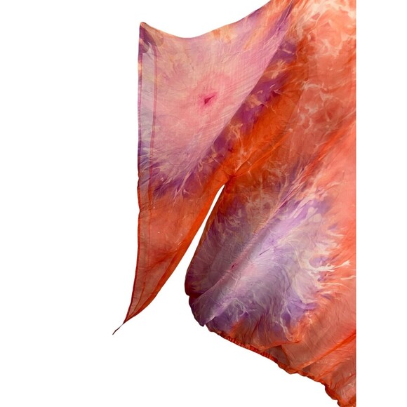 Alberto Malaki Sheer Top Swim Cover-up Size XL Tie Front Orange Floral - Picture 4 of 7